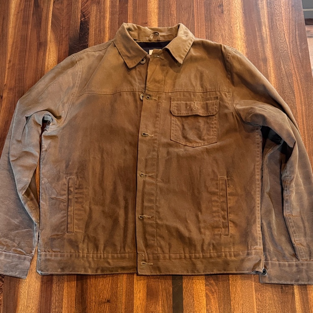 Flint & Tinder (L) flannel lined waxed trucker jacket